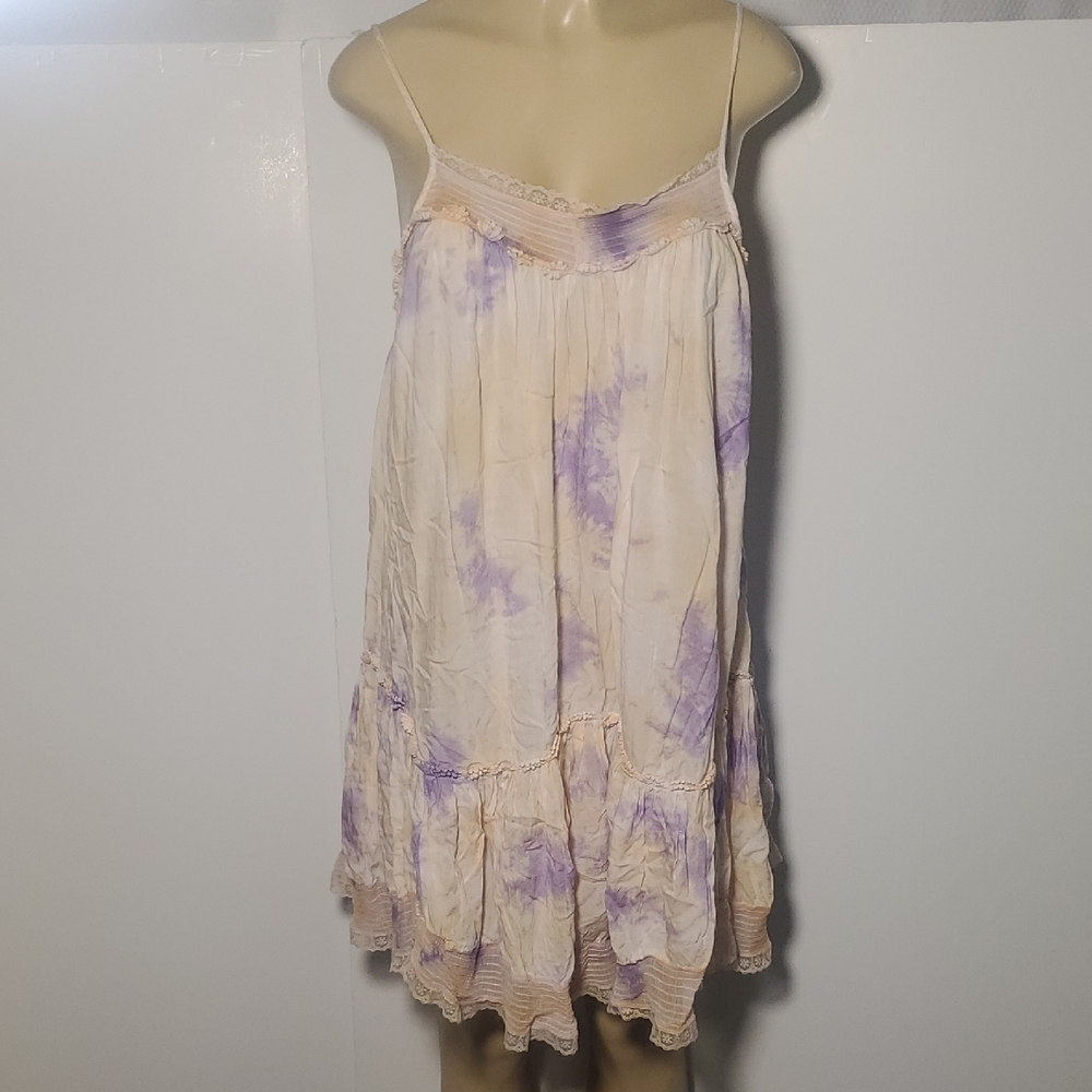 Anthropologie Women's Tie-Dye Nightgown Lace Dress Size M - Picture 2 of 14